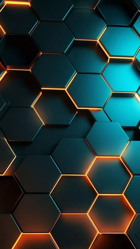 Futuristic hexagon wallpaper with glowing elements