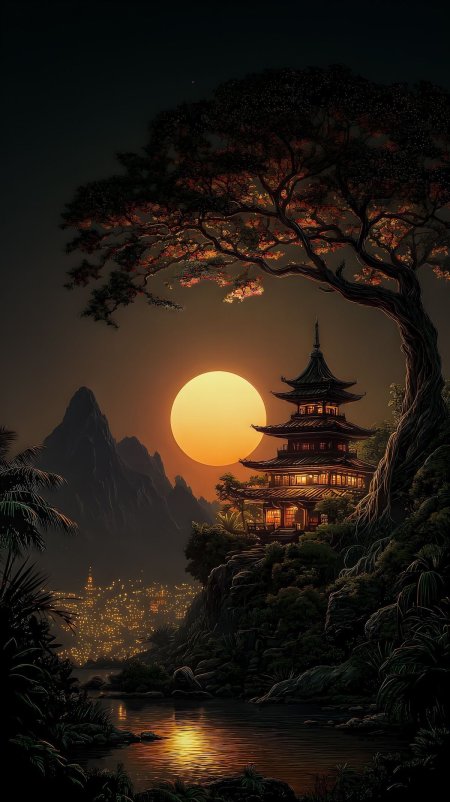 Japanese landscape fantasy art