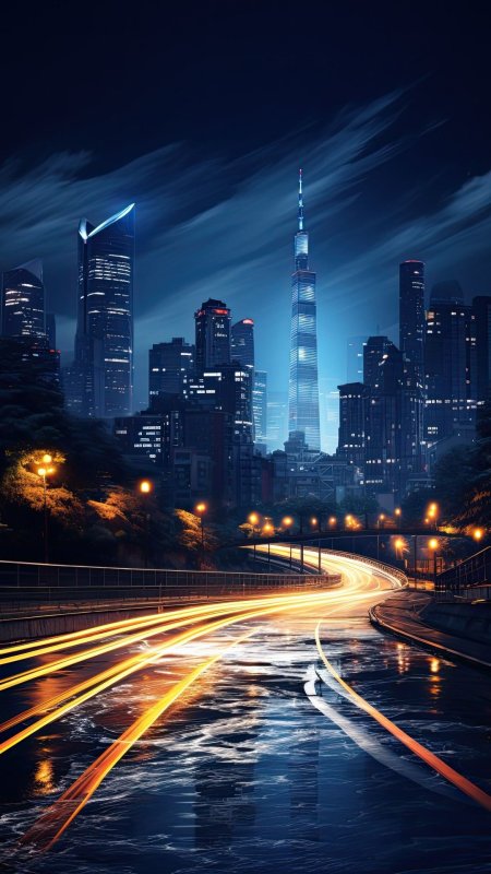 Night city light скачать фон 1080 x 1920