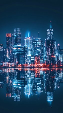 Futuristic cityscape wallpaper with neon lights скачать фон 1080 x 1920