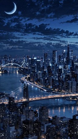 Brooklyn bridge at night скачать фон 2160 x 3840