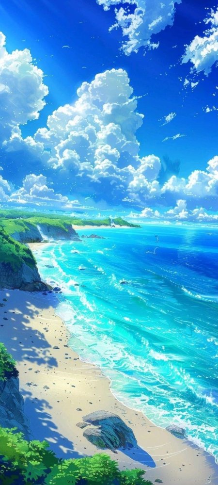 Anime beach scene wallpaper