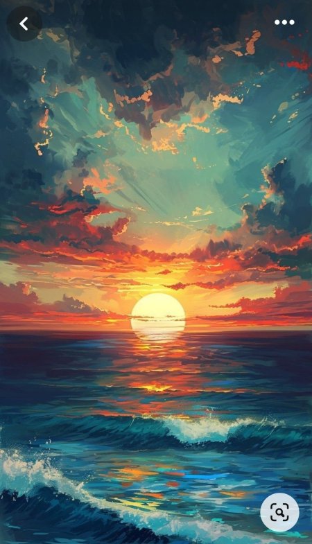 Закат в море рисунок