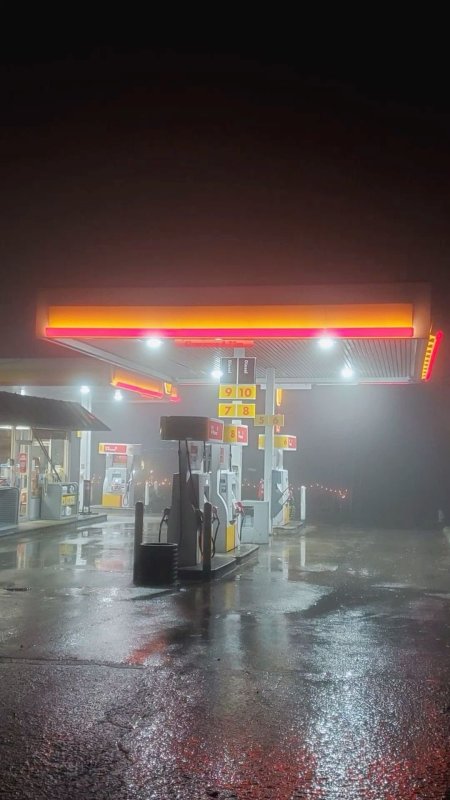 Late night gas station