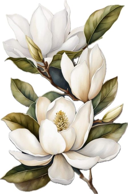 Magnolia flower watercolor painting