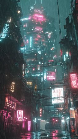 Ночной город киберпанк скачать фон 1080 x 1920