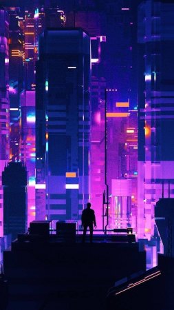 Future cyberpunk неон скачать фон 1080 x 1920