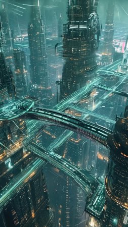 Sci fi city скачать фон 1080 x 1920