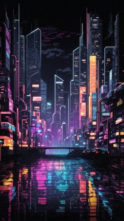 Futuristic cityscape animation скачать фон 1424 x 2532