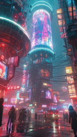 Cyberpunk city скачать фон 1080 x 1920