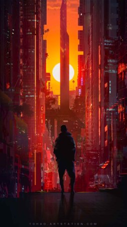 Киберпанк арт скачать фон 2160 x 3840