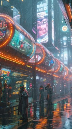 Cyberpunk cities скачать фон 720 x 1280