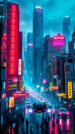 Неоновый киберпанк скачать фон 1080 x 1920