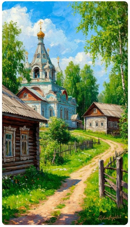 Деревня с церковью