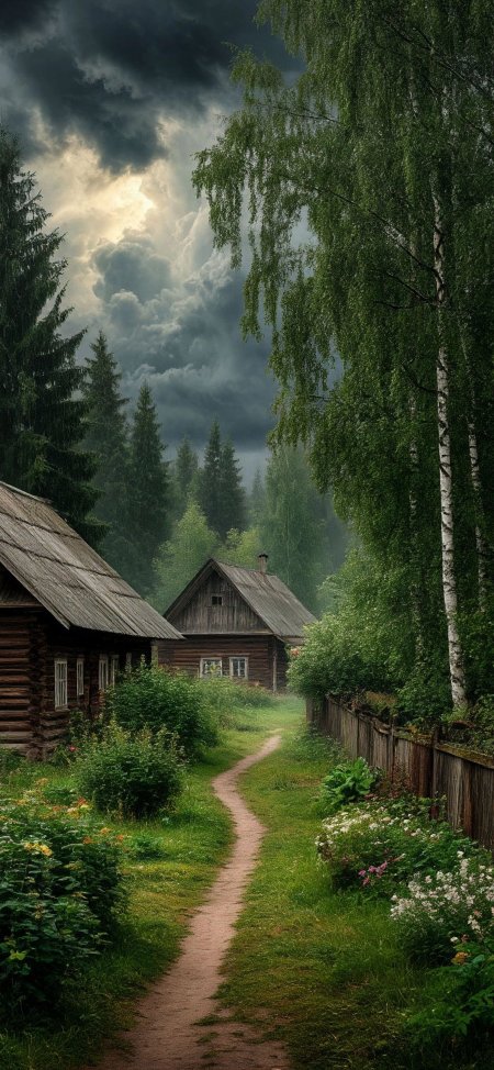 Пейзаж в деревне