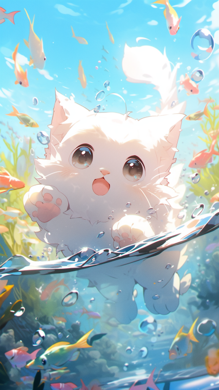 Cute floating cats