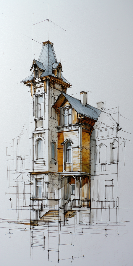 Архитектура в графике скачать фон 1536 x 3072