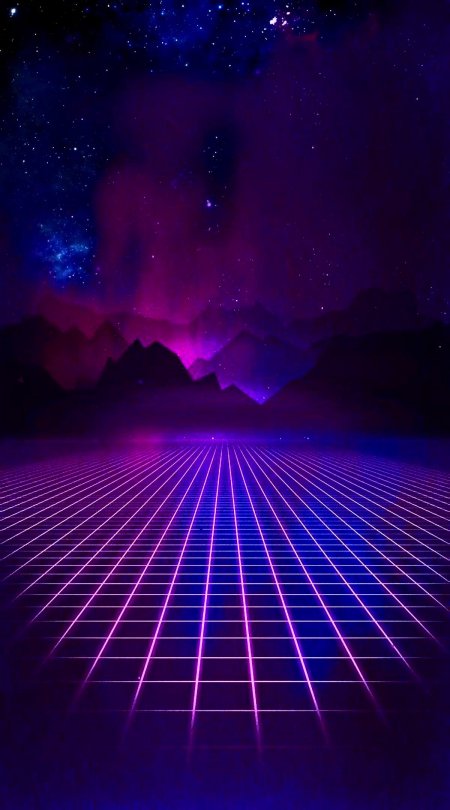 Retrowave grid cyber purple k wallpaper