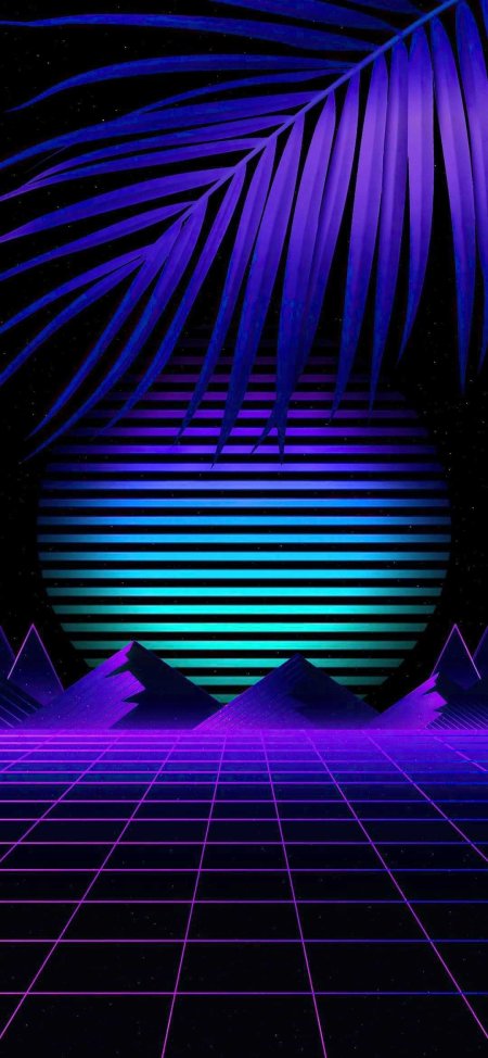 Синтвейв обои на телефон