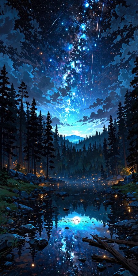 Starry night scenery wallpaper