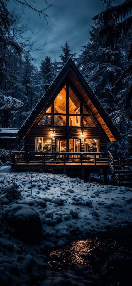 Cozy winter cabin