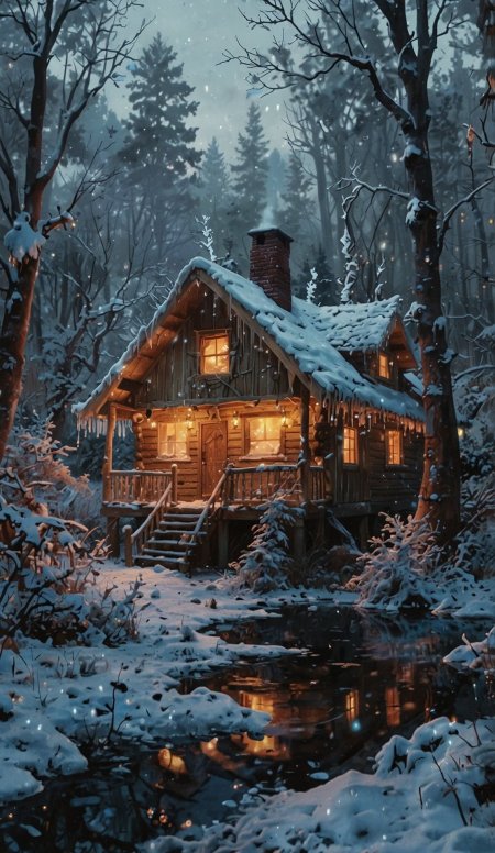 Уютный домик зимой
