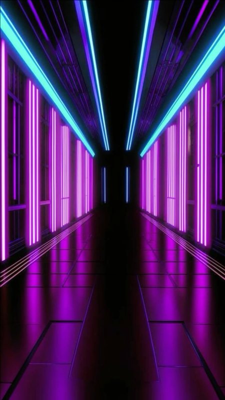 Неоновый коридор скачать фон 1080 x 1920