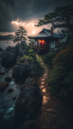 Японские пейзажи скачать фон 1080 x 1920
