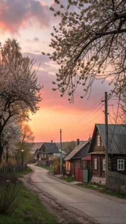 Вечер в деревне скачать фон 1080 x 1920