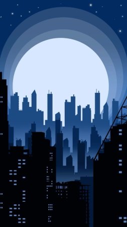 Рисунки ночного города скачать фон 1080 x 1920
