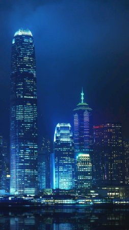 Hong kong at night скачать фон 1424 x 2532