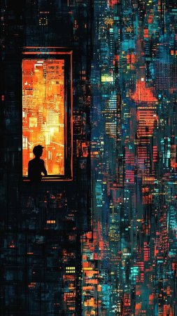 Cyberpunk city скачать фон 1080 x 1920