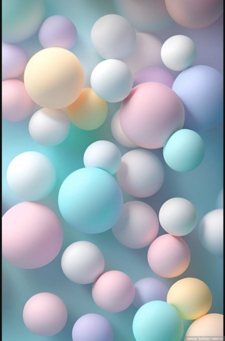 An abstract background with pastel colored balls floating in the air