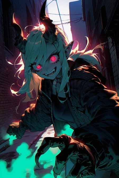 Monster vampire fangs horns claws anime hd background