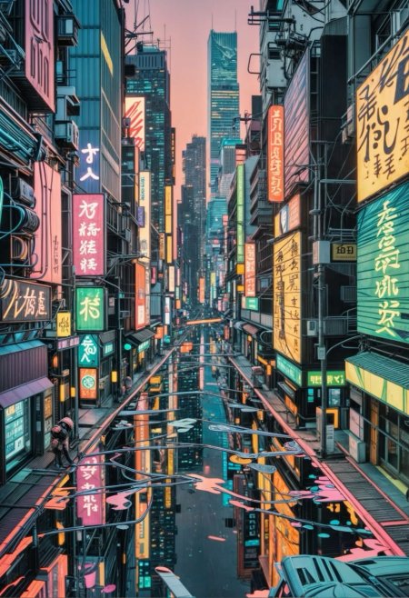 Cyberpunk pixel art city street by papi