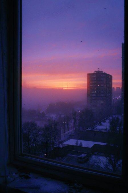 Закат из окна