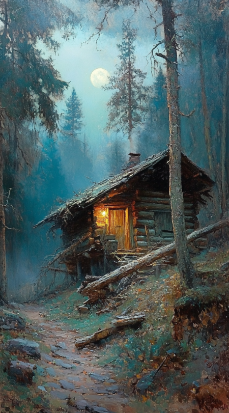 Лес избушка
