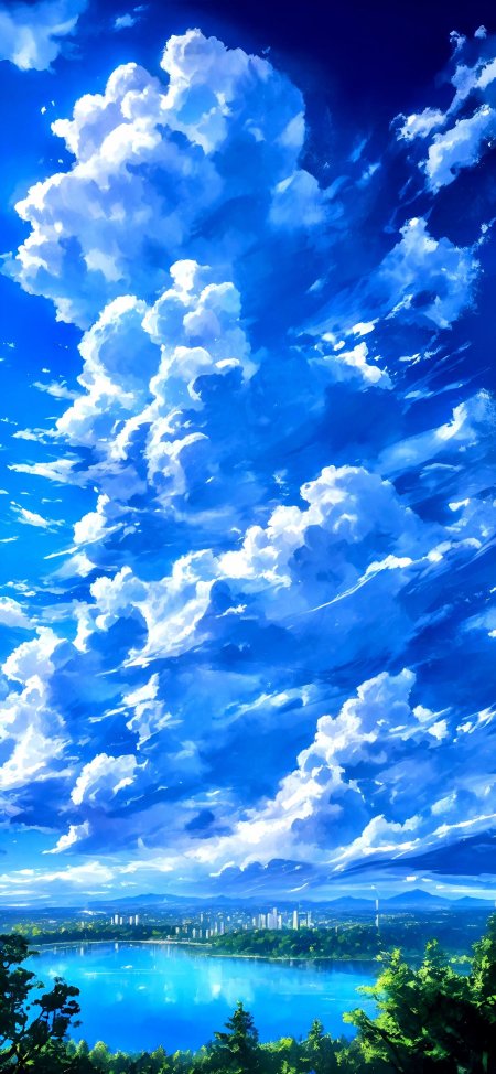 Blue sky cloud anime background
