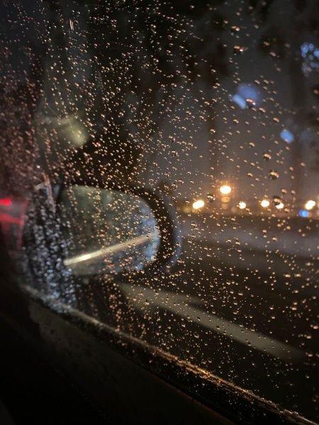 Rain on the car window during night