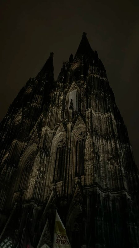 Gothic cathedral at night