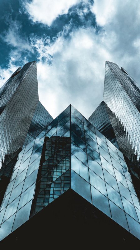 Wallpaper architecture building glass bottom view