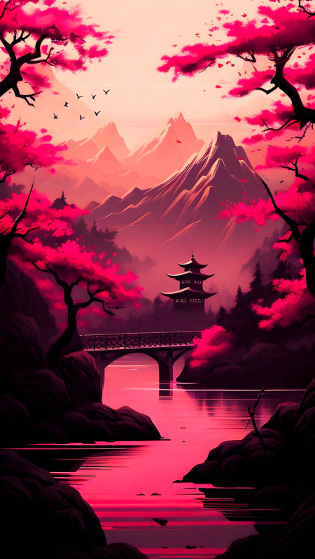 Japanese art cherry blossom wallpaper