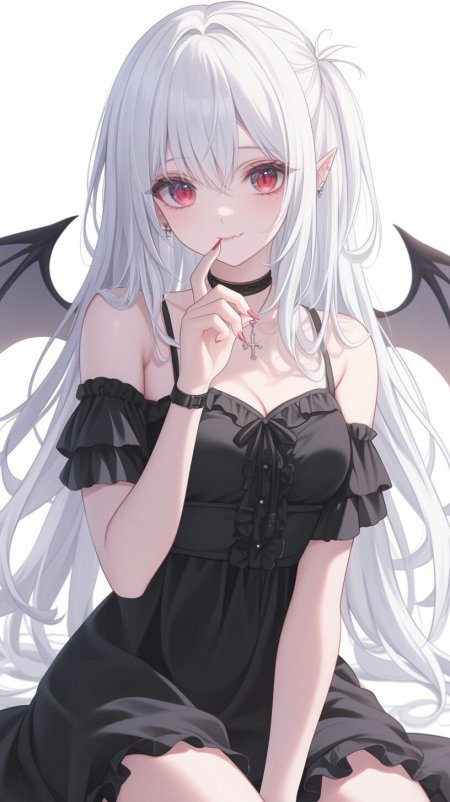 Anime female with white hair red eyes