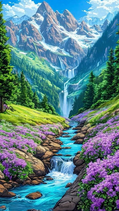 Пейзаж водопад