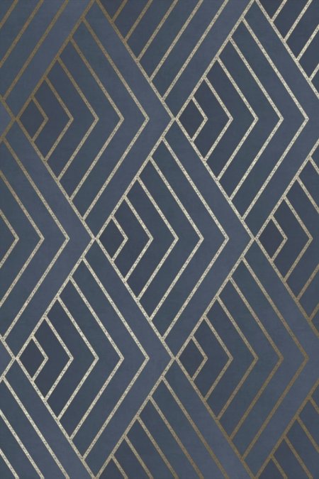 Metro diamond geometric wallpaper navy blue and gold wow