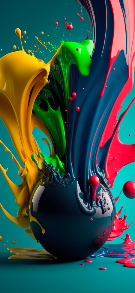 Colorful liquid pouring out of a black vase