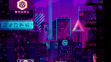 Пиксельный киберпанк город / pixel cyberpunk city