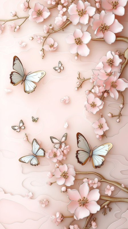 Pink butterfly background aesthetic