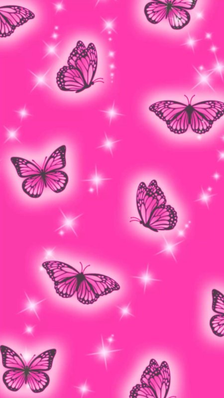 Pink glitter butterfly wallpaper