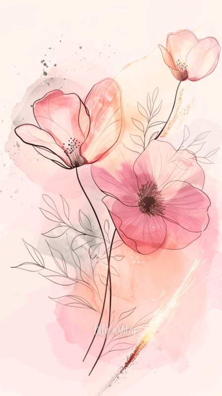 Abstract pink floral phone wallpaper
